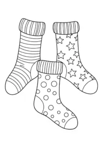 Christmas Socks Outline Patterns Coloring Page