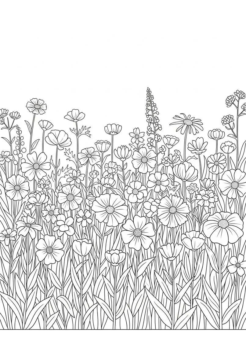 Field of Flowers Coloring Page