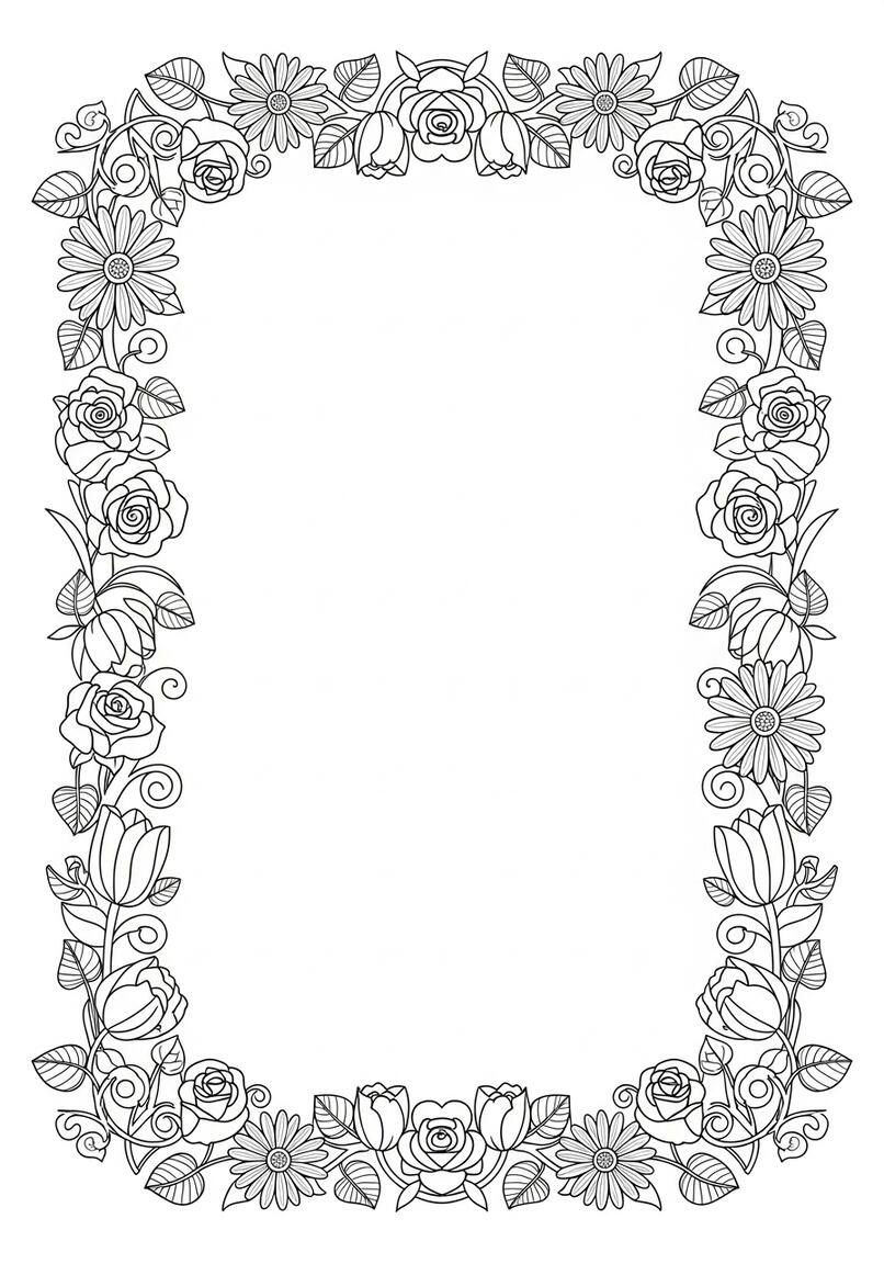 Flower Border Coloring Page