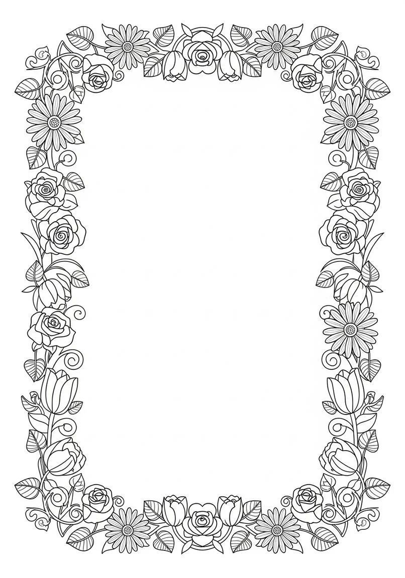 Flower Border Coloring Page