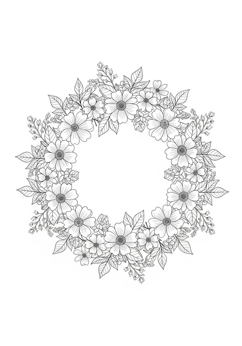 Flower Circle Coloring Page