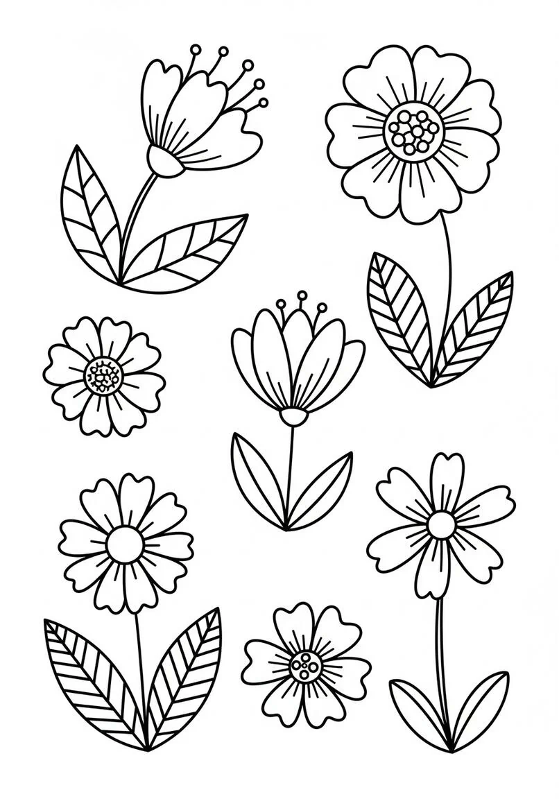 Flower Doodles Coloring Page