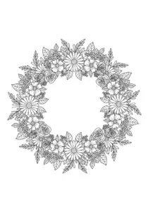 Flower Wreath Coloring Page
