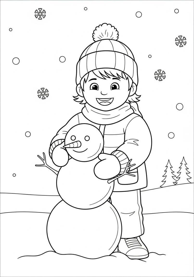 happy snow day coloring pages for kids
