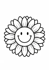 Happy Sunflower Coloring Page
