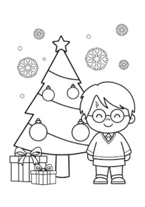 Harry Potter Inspired Christmas Tree Coloring Page