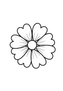 Heart Flower Coloring Page