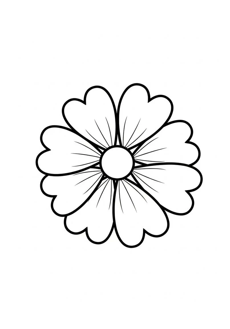 Heart Flower Coloring Page