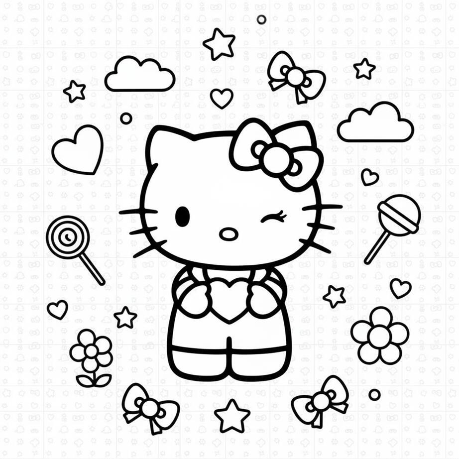 Hello Kitty Aesthetic Coloring Page