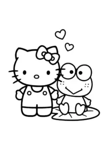 Hello Kitty and Keroppi Friendship Coloring Page