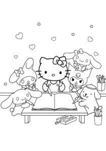 Hello Kitty and Sanrio Friends Coloring Together Page