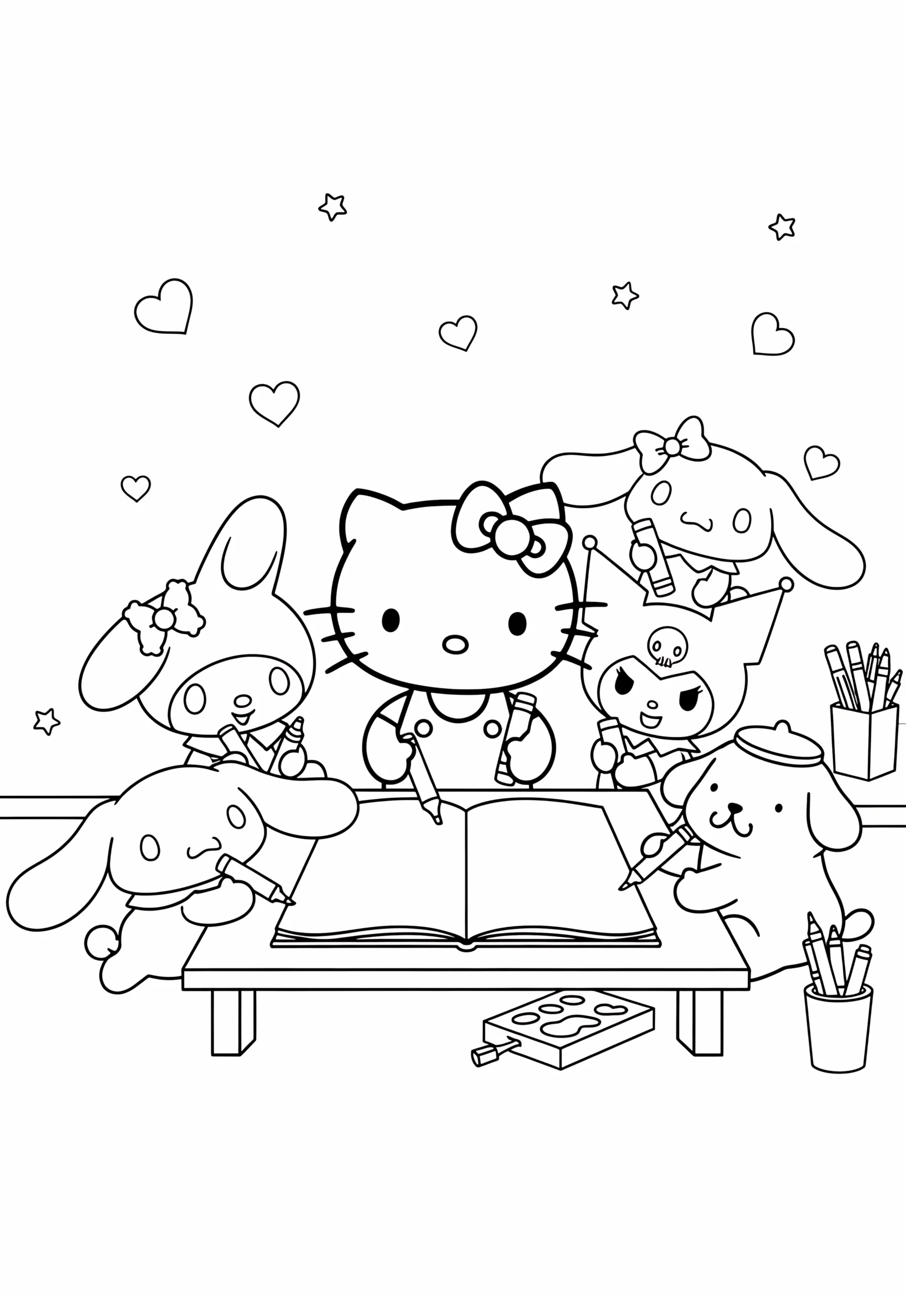 hello-kitty-and-sanrio-friends-coloring-together-coloring-page