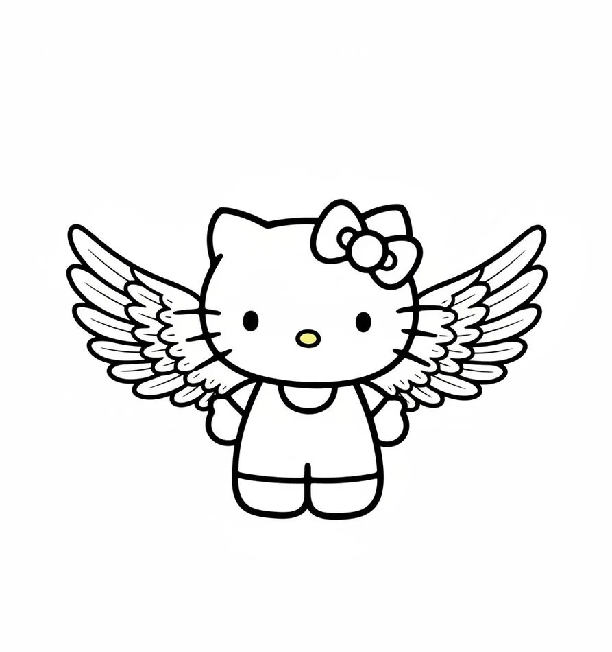 Hello Kitty Angel Wings Coloring Page