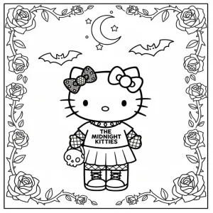 Hello Kitty Emo/Goth Style Coloring Page