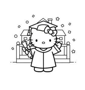 Hello Kitty Graduation Coloring Page