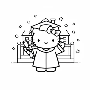 Hello Kitty Graduation Coloring Page