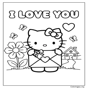 Hello Kitty holding love Letter