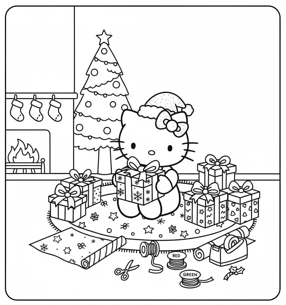 Hello Kitty Wrapping Gifts Christmas Festive