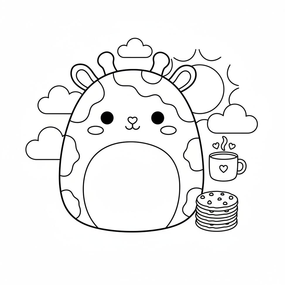 Huggable Giraffe Squishmallow Coloring Page