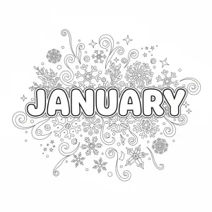 January Aesthetic Abstract Coloring Page