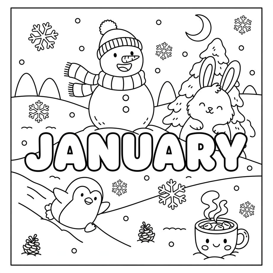 January Coloring Page
