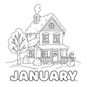 January Detailed House Coloring Page