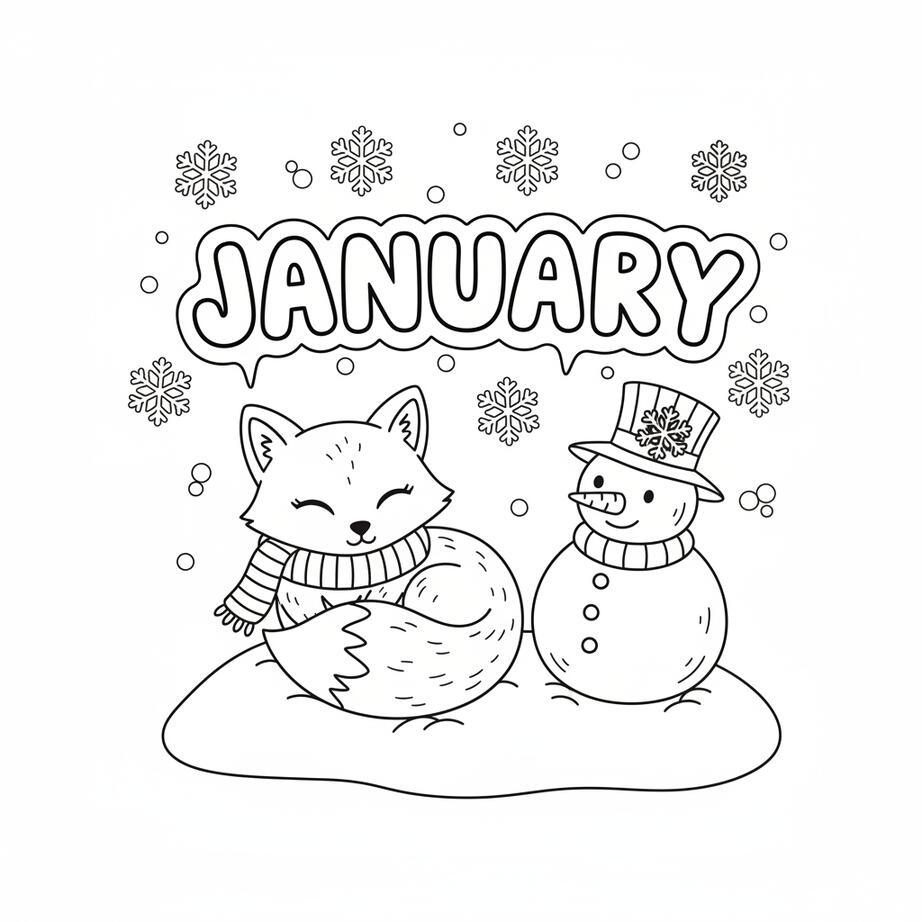 January Fantasy Winter Coloring Page