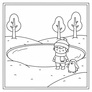January Frozen Pond Coloring Page