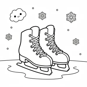 January Ice Skates Coloring Page