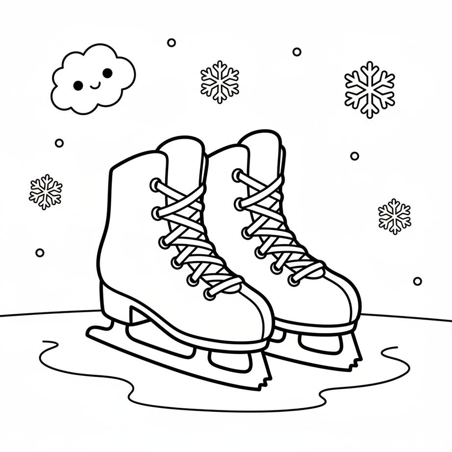 January Ice Skates Coloring Page