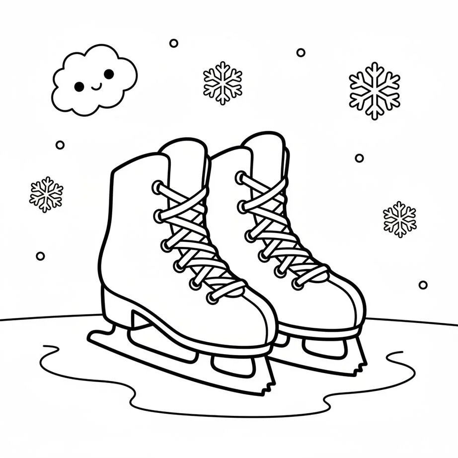 January Ice Skates Coloring Page