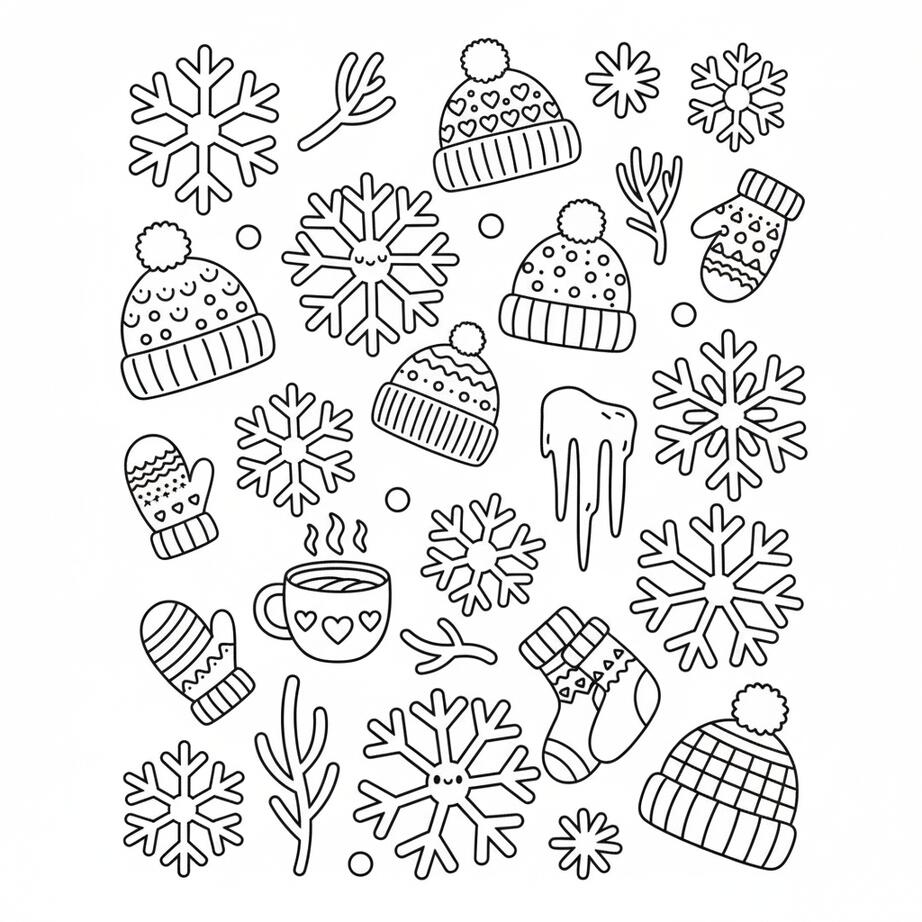 January Simple Pattern Coloring Page