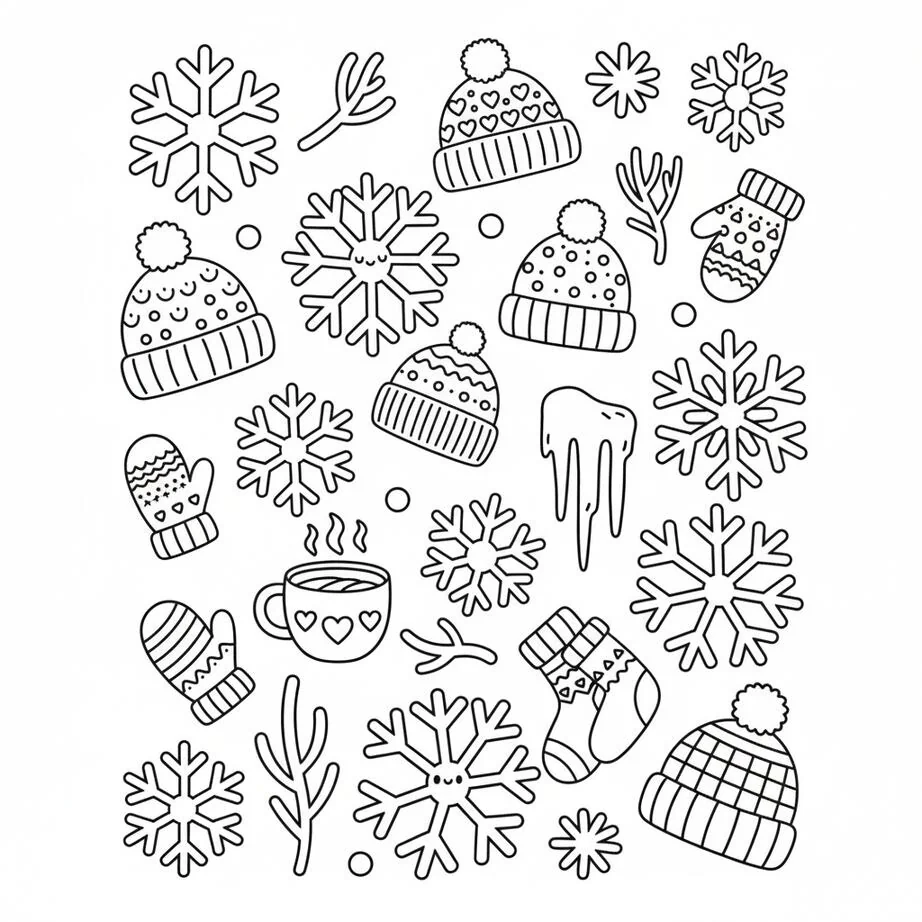 January Simple Pattern Coloring Page