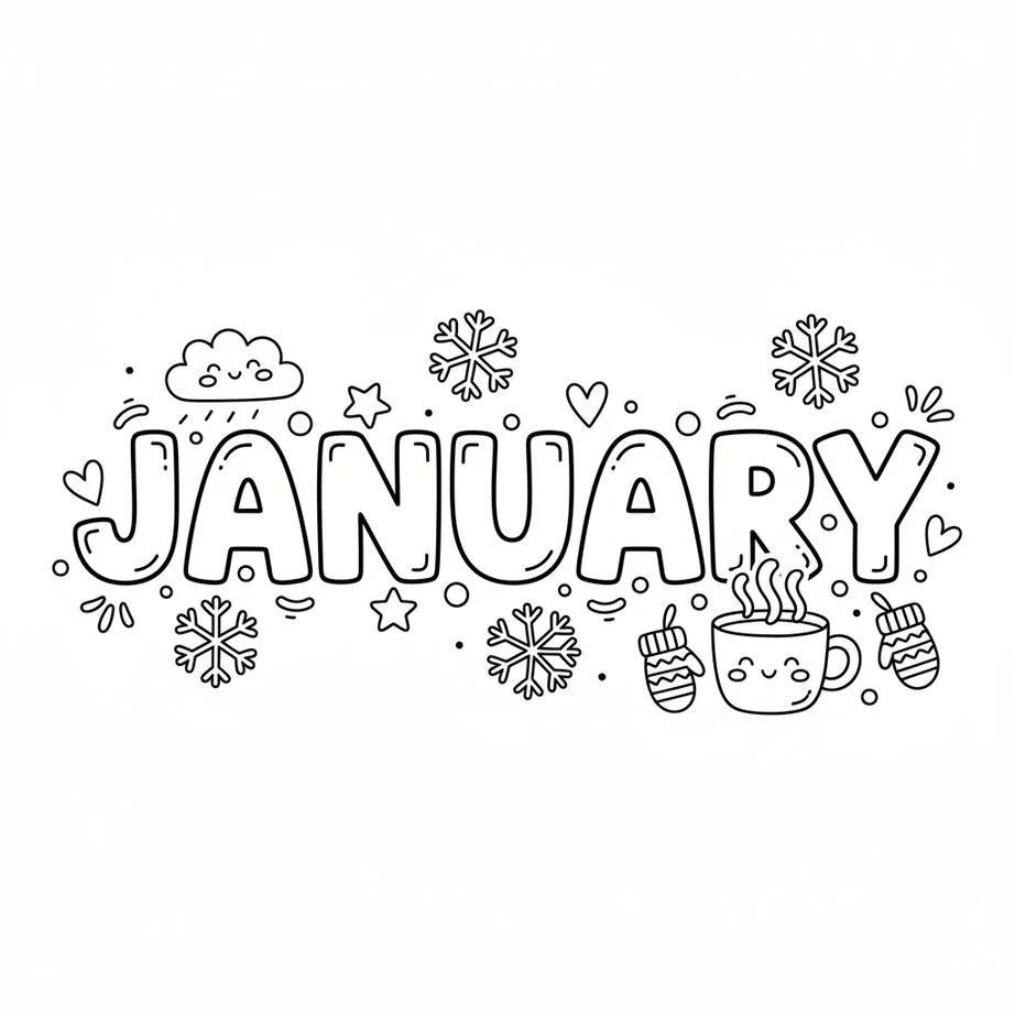 January Teen Doodle Art Coloring Page