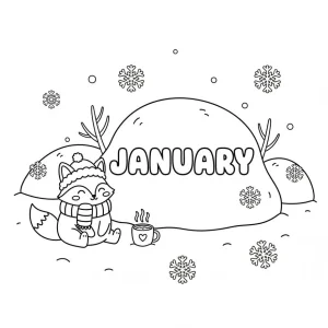 January Winter Coloring Page