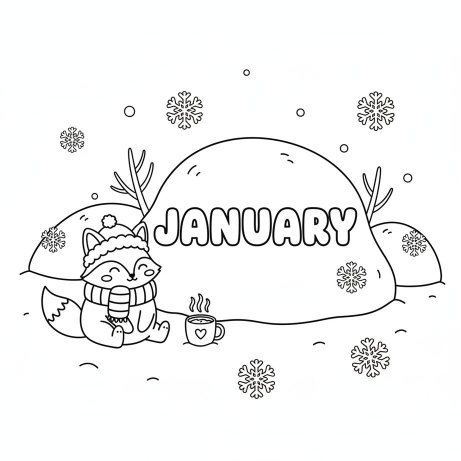 January Winter Coloring Page
