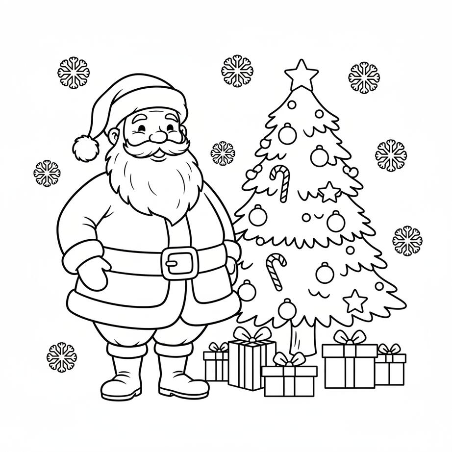 Jolly Vintage Santa Christmas Coloring Page
