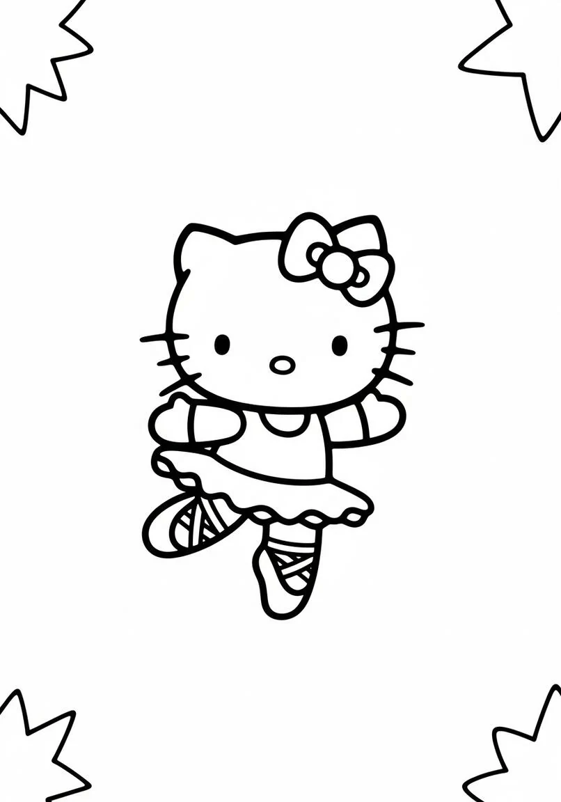 Joyful Hello Kitty Ballerina Dance Coloring Page