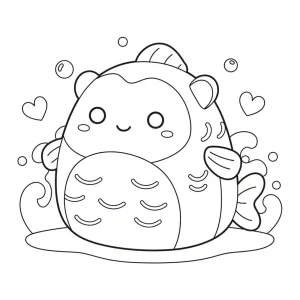 Fish Squishmallow Plush Toy Coloring Page