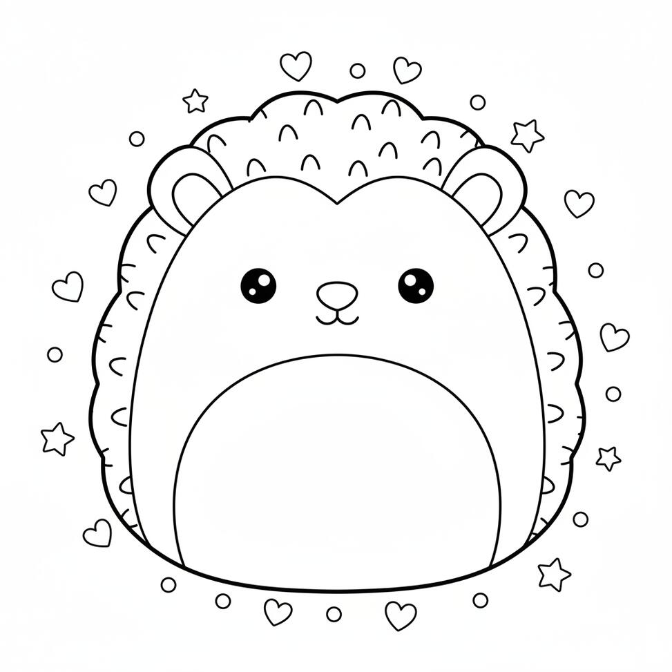 Hedgehog Squishmallow Plush Toy Coloring Page
