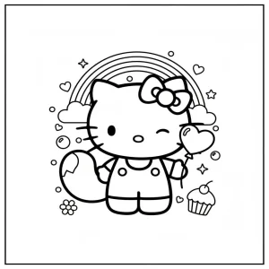 Kawaii Hello Kitty Coloring Page