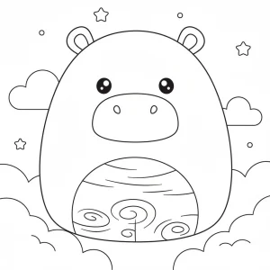 Hippo Squishmallow Plush Toy Coloring Page