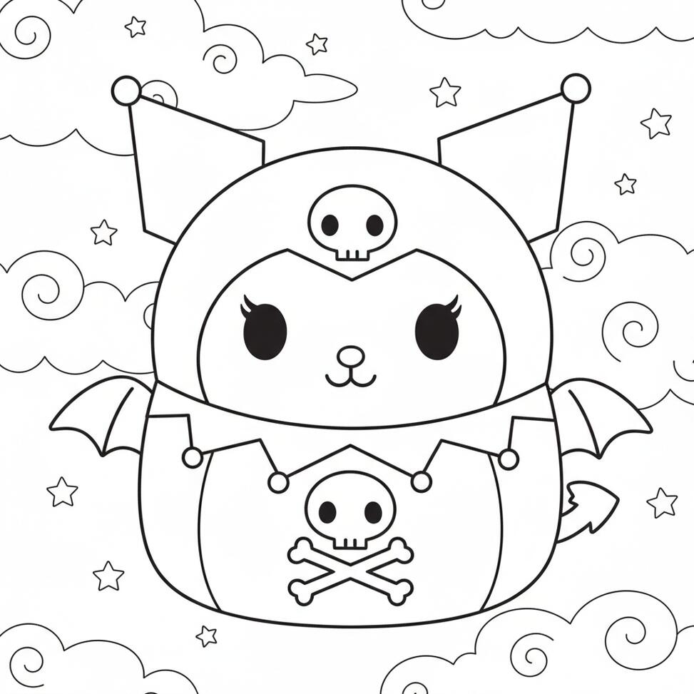 Kuromi Squishmallow Plush Coloring Page