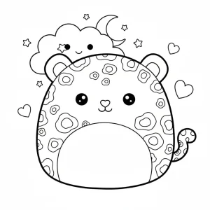 Leopard Squishmallow Plush Toy Coloring Page