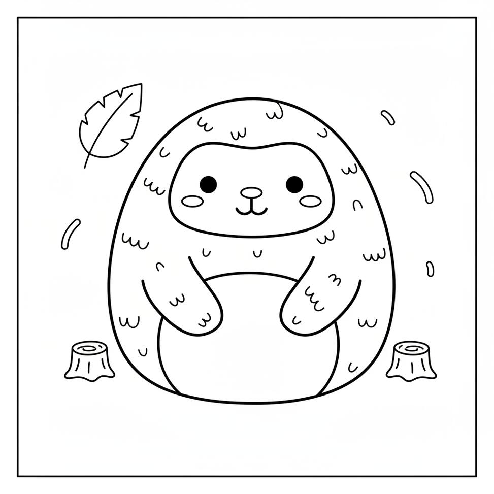 Squishmallow Bigfoot Forest Coloring Page