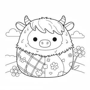 Squishmallow Highland Cow Coloring Page