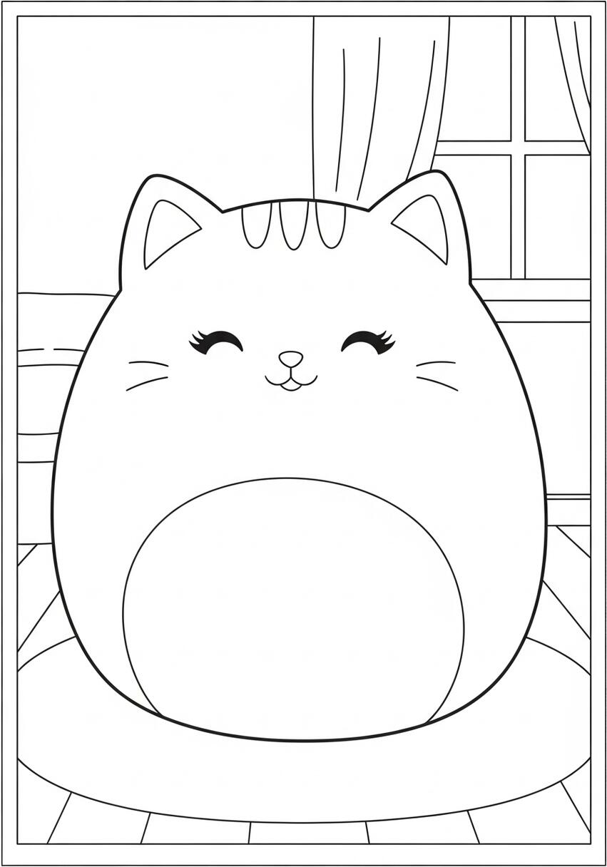Squishy Cat Plush Toy Coloring Page