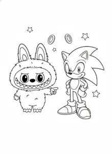 labubu and sonic coloring page