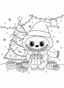 labubu christmas coloring page