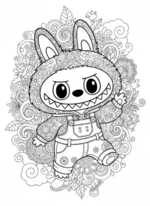 labubu coloring page for adults